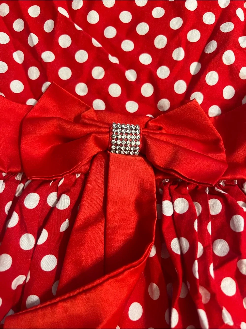 Girls Red Polka Dot Minnie-Inspired Costume Dress with Minnie Headband ears